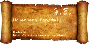 Hohenberg Benjámin névjegykártya